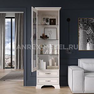 Шкаф с витриной Тиффани 1V2S вудлайн кремовый