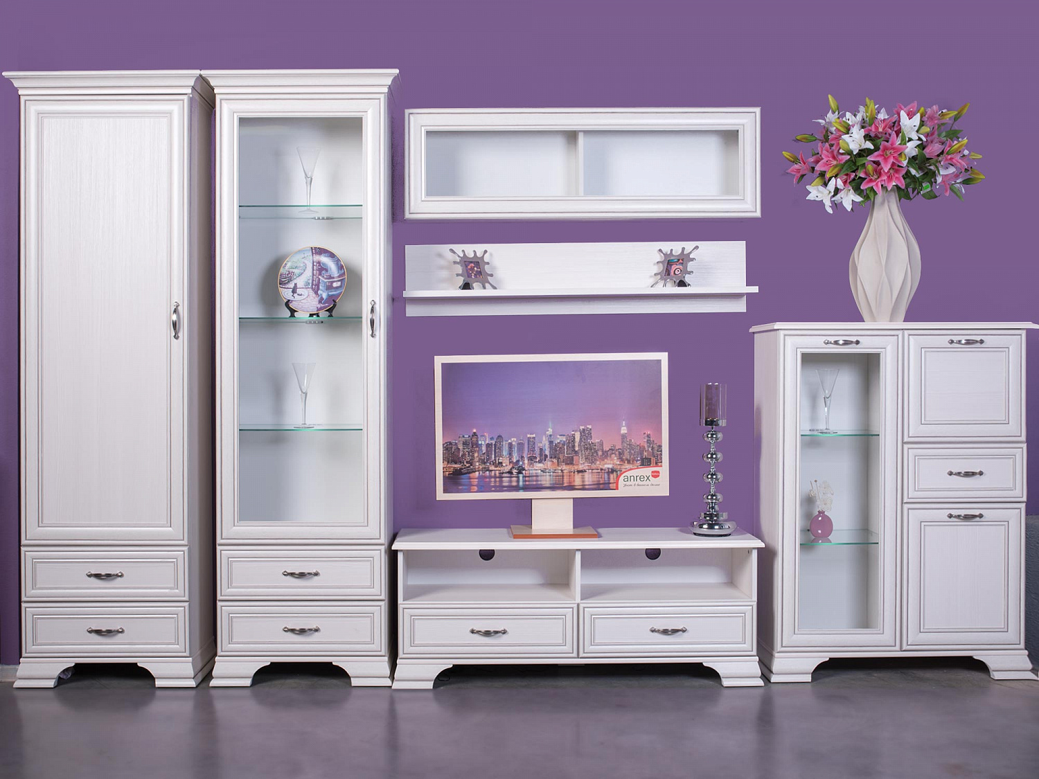 Шкаф 1-створчатый Тиффани 1D2S вудлайн кремовый