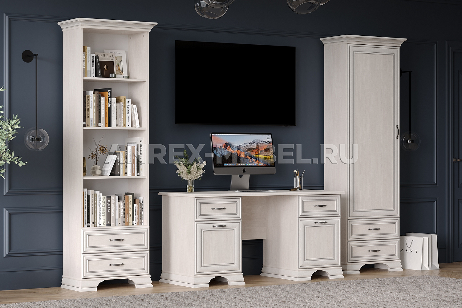 Шкаф 1-створчатый Тиффани 1D2S вудлайн кремовый