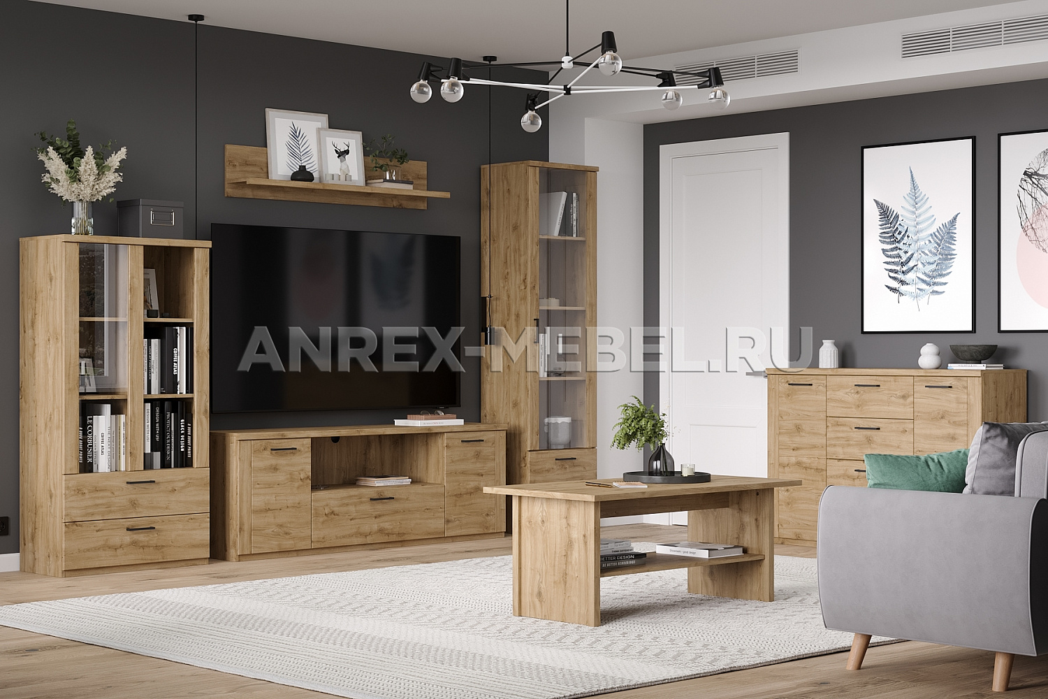 Шкаф с витриной Дорсет 1V2S3N