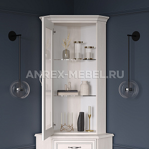 Шкаф с витриной Тиффани 1VU вудлайн кремовый