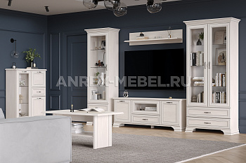 Шкаф с витриной Тиффани 1V2S вудлайн кремовый