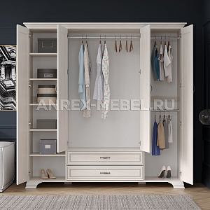 Шкаф 4-створчатый Тиффани 4D2S вудлайн кремовый