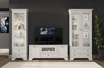 Шкаф с витриной Тиффани 1V2S белый