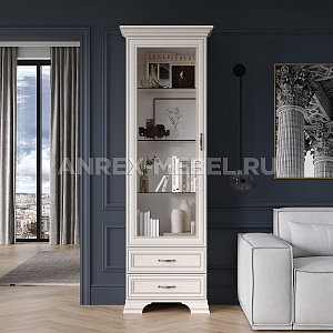 Шкаф с витриной Тиффани 1V2S вудлайн кремовый