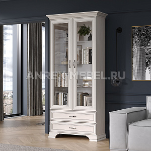Шкаф с витриной Тиффани 2V2S вудлайн кремовый