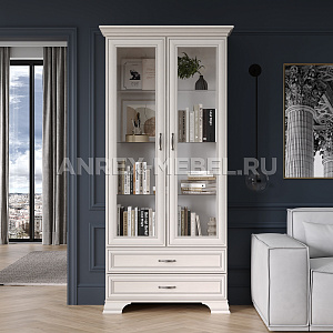 Шкаф с витриной Тиффани 2V2S вудлайн кремовый