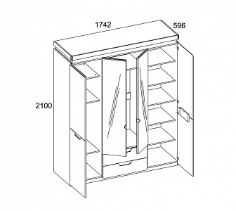 Шкаф 4-створчатый Торино 4DG2S Z