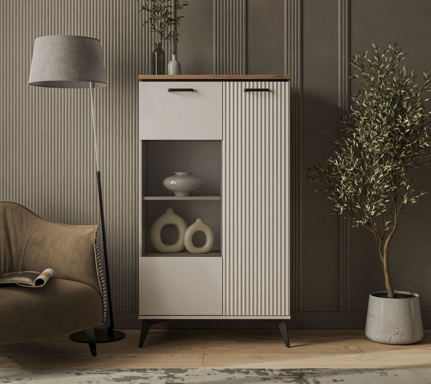 Шкаф с витриной Винати 1V1D P